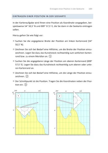 Leseprobe Sportbootführerschein See kompakt: Position in der Seekarte einzeichnen